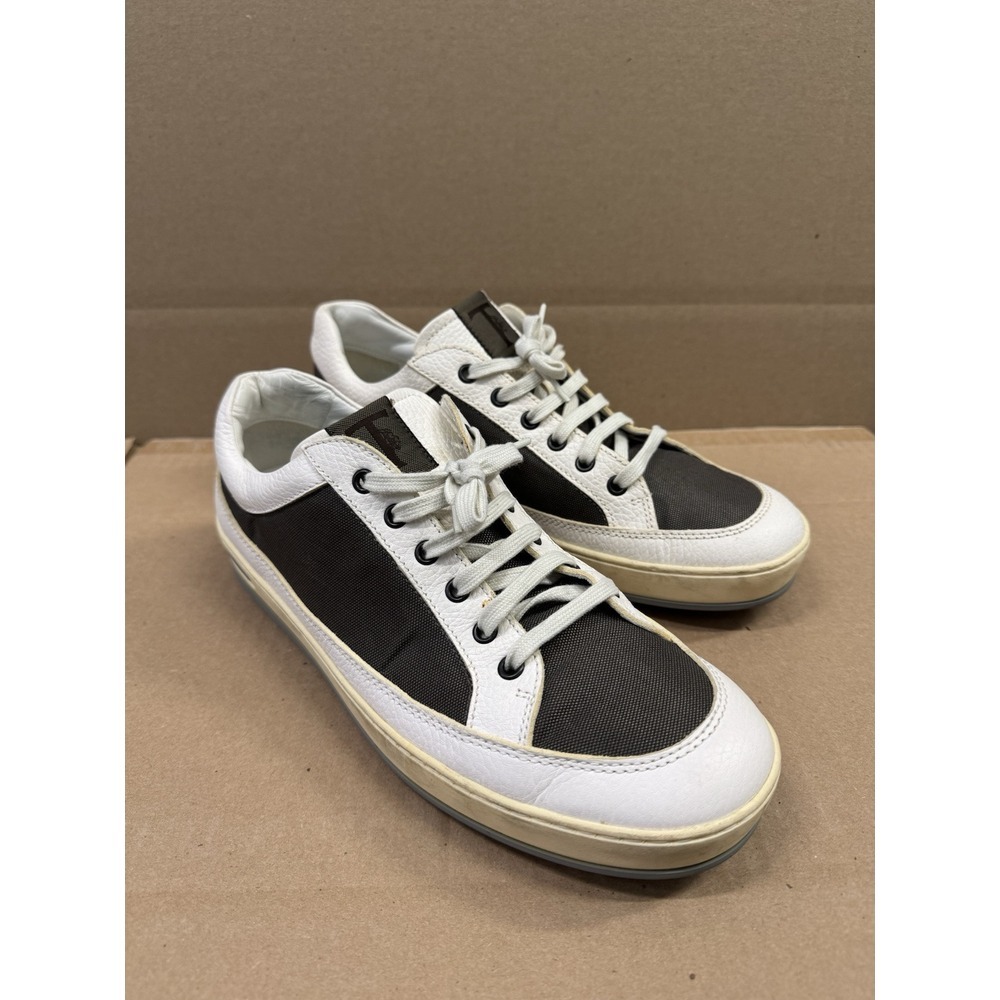 TOD'S T Project  White & Gray Leather Lace Up Low Top Allacciato Sneakers Size 8